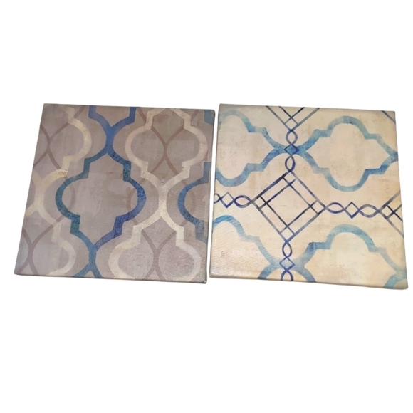 2 8x8 Mounted Canvas Abstract Waves Prints - Picture 1 of 2